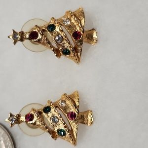 🎄 Beautiful Vintage Gold Christmas Tree Earrings 🎄